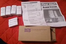  First Alert Wireless Alarm System  Window Door Gate  RV  Fridge NIB 4 Alarms 