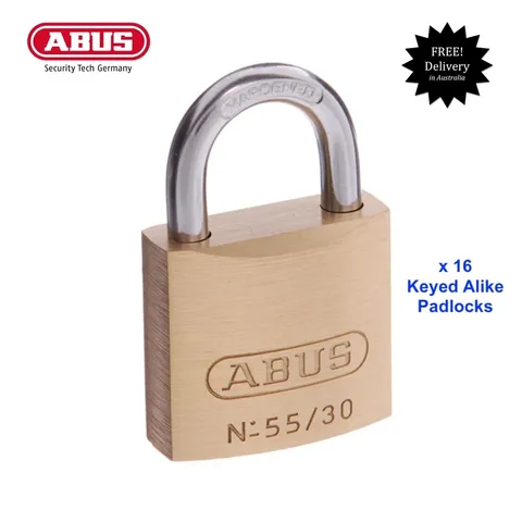 16 x  ABUS Padlocks 55/30 30mm -KEYED ALIKE Brass Bodied Padlocks-FREE POST