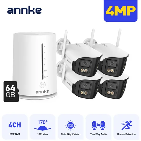 ANNKE 4MP Wireless Dual Lens Security Camera System WIFI Color Night 2-Way Audio