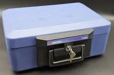 Sentry 1100 Portable Fire Safe Security Box Lockbox Blue With Handle & 2 Keys