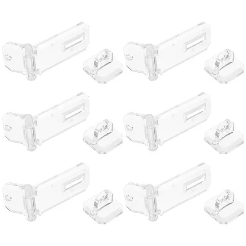  6 Pcs Clear Hinge Latch Acrylic Lock Hasp Cabinet Drawer Accessories