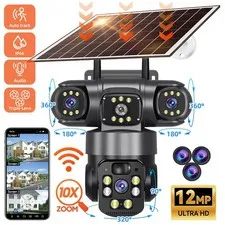 3 Lens 4K Solar Battery Wireless WiFi Outdoor Pan/Tilt Home Security Camera CCTV
