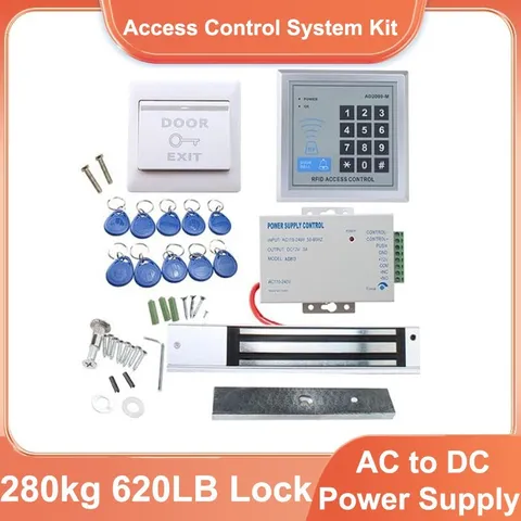 Electric Door Access Control System Kit Set RFID Keypad Magnetic Lock 10 Key fob