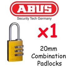  Combination Padlocks - Resettable ABUS 20mm  High quality - YELLOW