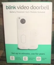 Blink Video Doorbell System Battery Powered with Sync Module, White NEW