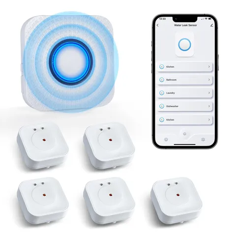 WiFi Water Sensors  110dB Detector with Realtime APP Notifications | 5Pack Le...
