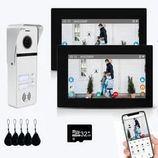 Wired Apartment Video Intercom System 2 Units 7 Inches Touch Monitor Wireless...