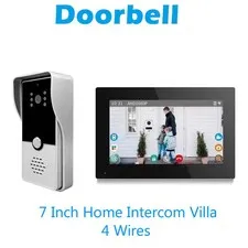 7" Video Intercom Doorbell System Wired Video Door Phone Kit Villa Apartment