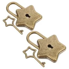 2 Sets Mini Metal Padlocks: Star-Shaped Padlock with Key Cute Lock for Jewelry
