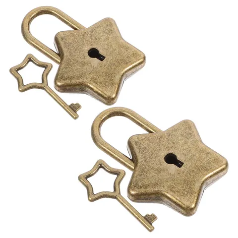 2 Sets Mini Metal Padlocks: Star-Shaped Padlock with Key Cute Lock for Jewelry