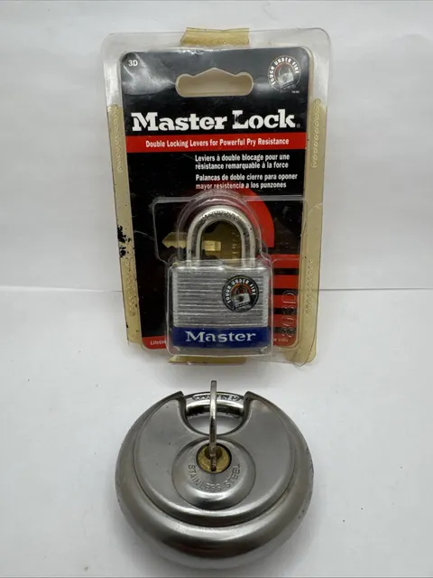 Master Lock 803D High Security Vtg New Padlock  2 Key W/Hardended SS Slide Lock
