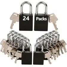 SEPOX® 24-Pack Black Aluminum Padlocks, 1-1/2" Long Shackle