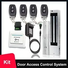 Kit Door Entry Access Control System, 1200 lb Magnetic Lock, 4 Remote Controls
