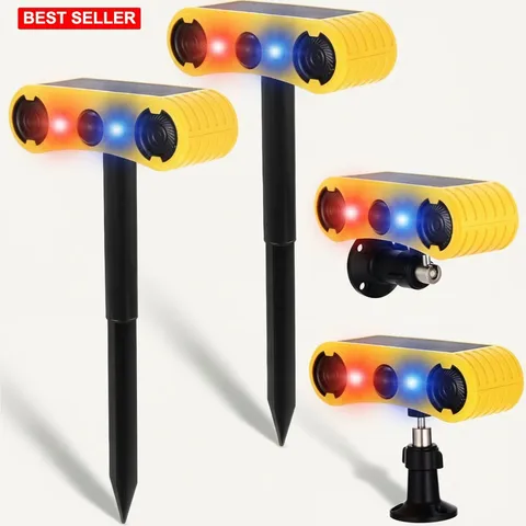 Alarm System 2 Pack Solar Power Outdoor Motion Sensor with Stake Deterrent