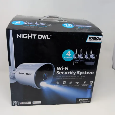 Open Box, Night Owl 10 Channel 4K NVR with 1TB HD, 4 Wi-Fi 1080p Cameras 