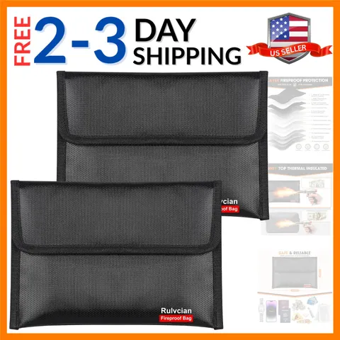 6400℉ Fireproof Money Bags, 8.6x5.9 Inch, 2 Pack with Zipper | 12 Layers Heat...