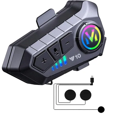 Motorcycle Helmet Headset Bluetooth 5.3 Wireless Headphones FM Radio Waterproof