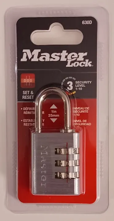 Master Lock with 3 Number Combination Padlock Set and Reset Master Lock 6300