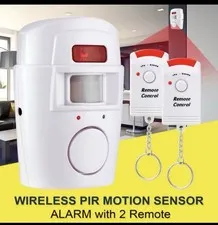 Wireless PIR Motion Sensor Alarm, Indoor, White, 2 Remotes, Instant Alert