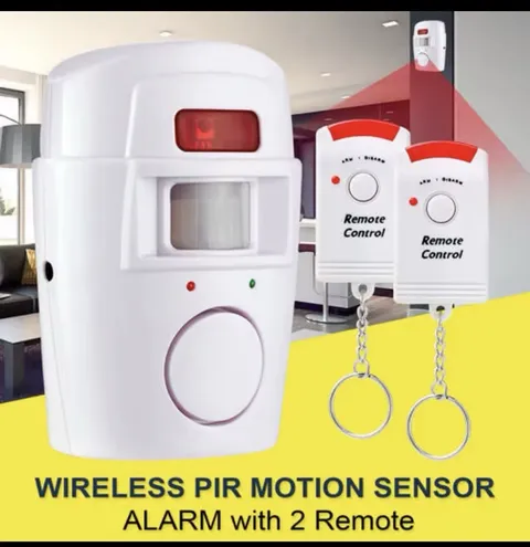 Wireless PIR Motion Sensor Alarm, Indoor, White, 2 Remotes, Instant Alert