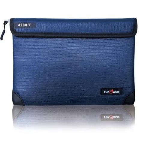 Fireproof Waterproof Money Document Bag, 11"x7.7", Blue