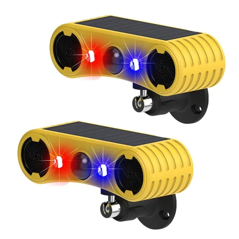 Solar Sound Strobe Motion Sensor Alarm,LED Red Blue Flashing Warning Light Ou...
