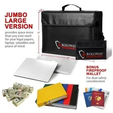 Spacious Fireproof Storage Bag with Hook & Loop Closure