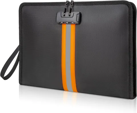 Fireproof Document Bag with Lock，13"×9.2" Fireproof Money Bag，With Zipper and Lo