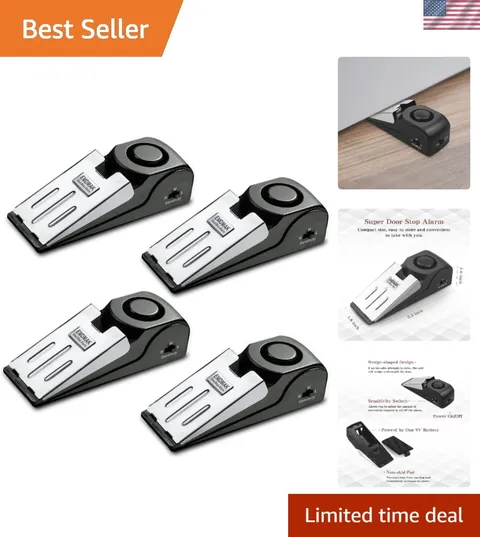 4-Pack Door Stop Alarm with 120DB Siren - Your Travel Security Essential