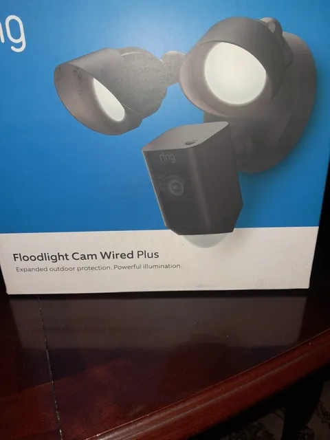 Ring Floodlight Cam Wired Plus Outdoor Wired Full HD Surveillance Camera - Black
