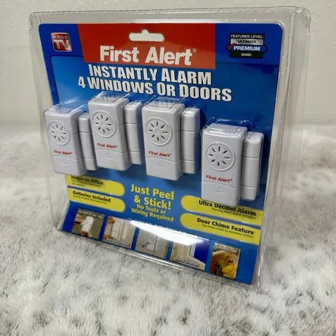 First Alert Instant Alarm 4 Count Pack for Doors Windows Peel & Stick Telebrands