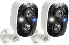 2 Camaras De Seguridad Wifi Exterior 1080P Inalambrica Con Vision Nocturna Video