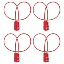 4 Pcs 3 Digit Luggage Cable Combination Lock with 20" Long Cable, Red