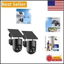 Weatherproof Wireless Outdoor Cameras - 2-Pack with 2K Night Vision and 360° Pan