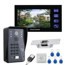 Touch Key 7 Lcd RFID Password Video Door Phone Intercom System Kit+ Electric Str