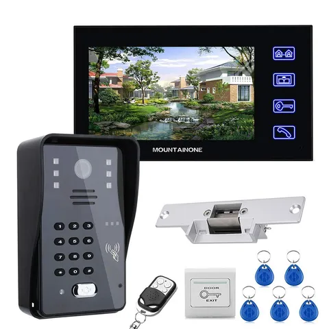 Touch Key 7 Lcd RFID Password Video Door Phone Intercom System Kit+ Electric Str