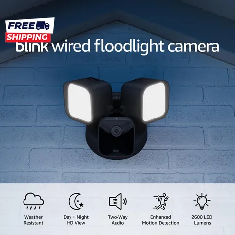 Wired Floodlight Camera Smart Security Camera 2600 Lumens HD Live View DAN