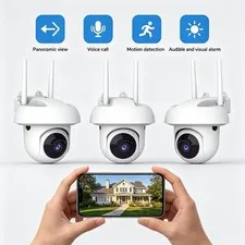 PHANSATIM 3PCS 4MP Smart Home Security Camera 2.4GHz WiFi USB Powered Indoor