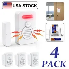 Wireless Voice Door Alarms When Opened 90dB Adjustable Volume Window Alert 4Pack