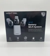 Night Owl 2K 64GB Hub Recorder Security System w/ 3 Battery Solar Cameras