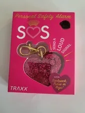 new personal safety alarm red with glitter  heart key chain