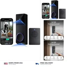 WYZE Wireless Duo Cam Video Doorbell (Chime Included), Battery Powered, 2K Fu...