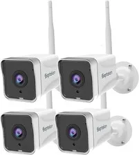 Septekon 4 Pack Outdoor Security Camera 2K，WiFi Cameras for 4 Pack, White 