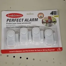 Doohickey Perfect Alarm 4 Pack Wireless Door Alarm 90dB Self Adhesive Battery