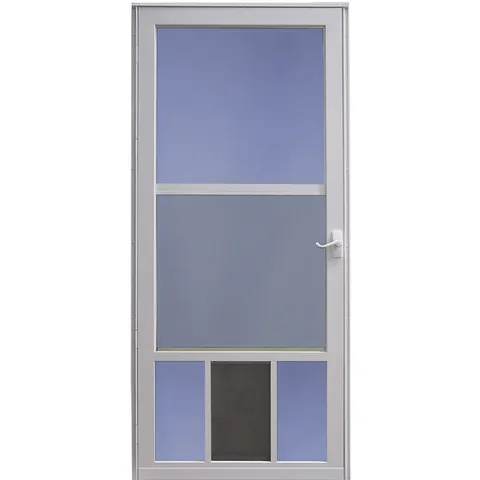 Larson 81 In. H X 36 In. W Aluminum White Full-View Reversible Pet Storm Door