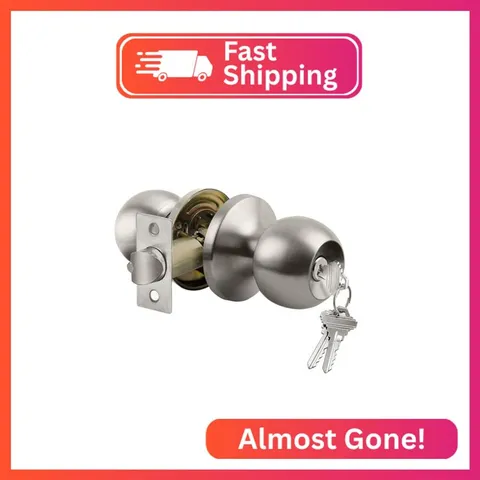 BESTTEN Keyed Entry Door Knob with Lock, Heavy Duty Interior and Exterior Door L