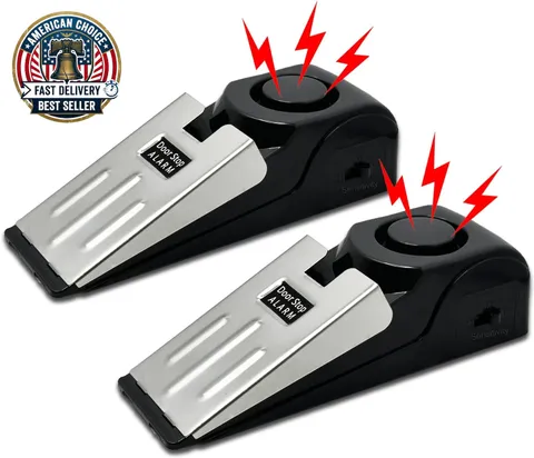 2 Pack Portable Door Stop Alarm, Door Stopper with 120Db Loud Security Alarm, Tr