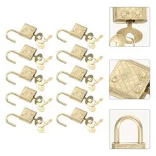 10Pcs Compact Zinc Alloy Padlocks Golden Rustproof Locks for Household Use