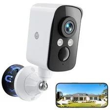 300° Pan Wireless Outdoor Security Camera, No Subscription Free 7-Day Cloud/S...