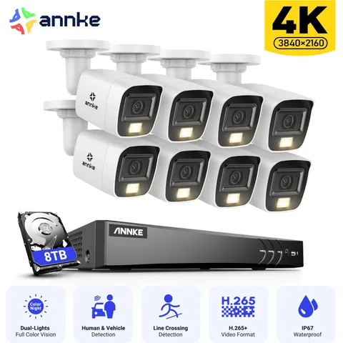 ANNKE 4K Security Camera System 8MP 8CH DVR Outdoor AI Color Night H.265+ IP67